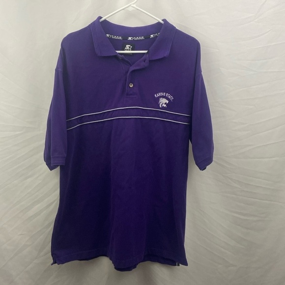 Vintage Kansas State Wildcats Polo Shirt Mens Team Starter Size XL Purple KSU - Picture 1 of 8